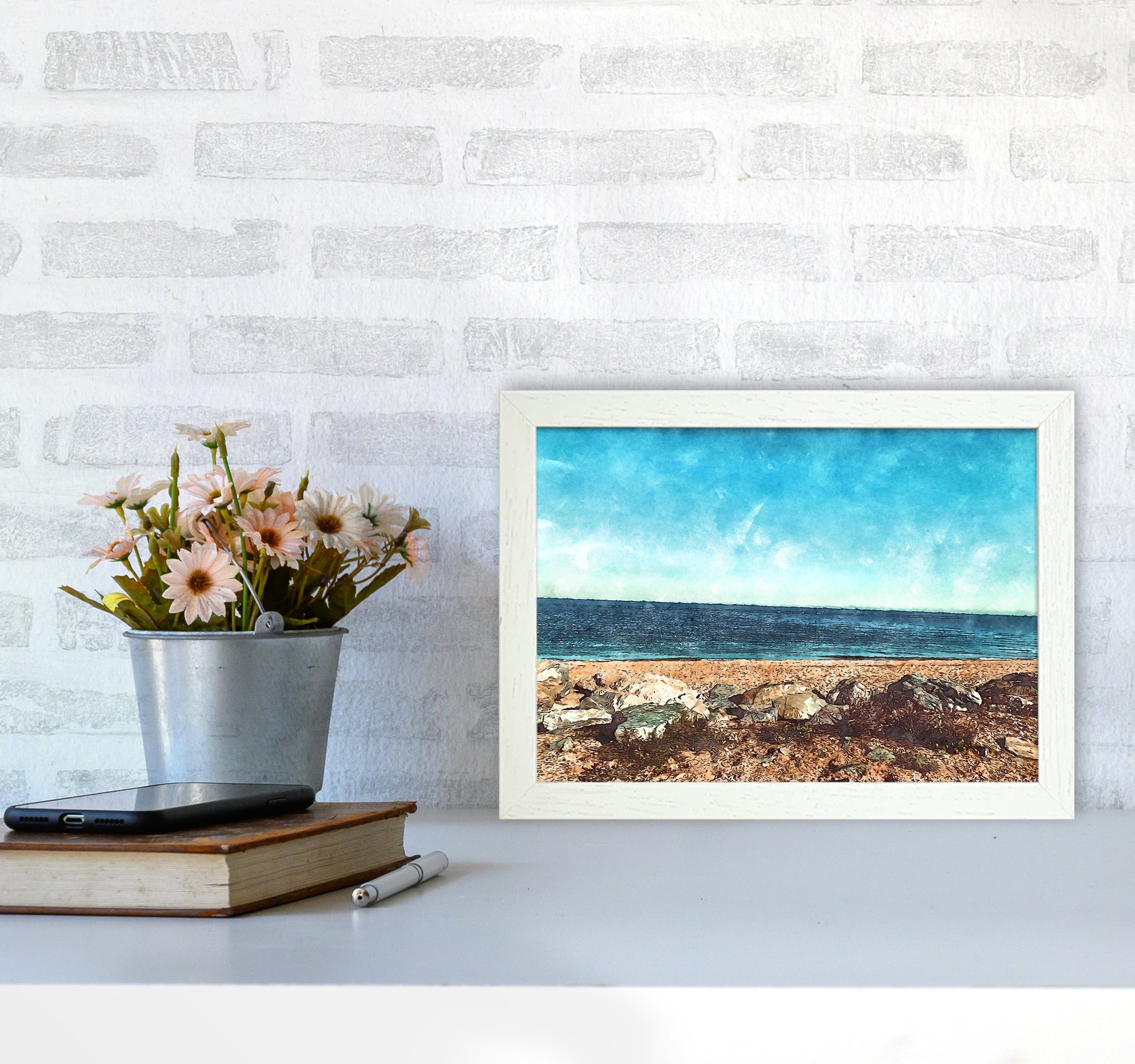 A day at the beach 2 A4 Oak Frame