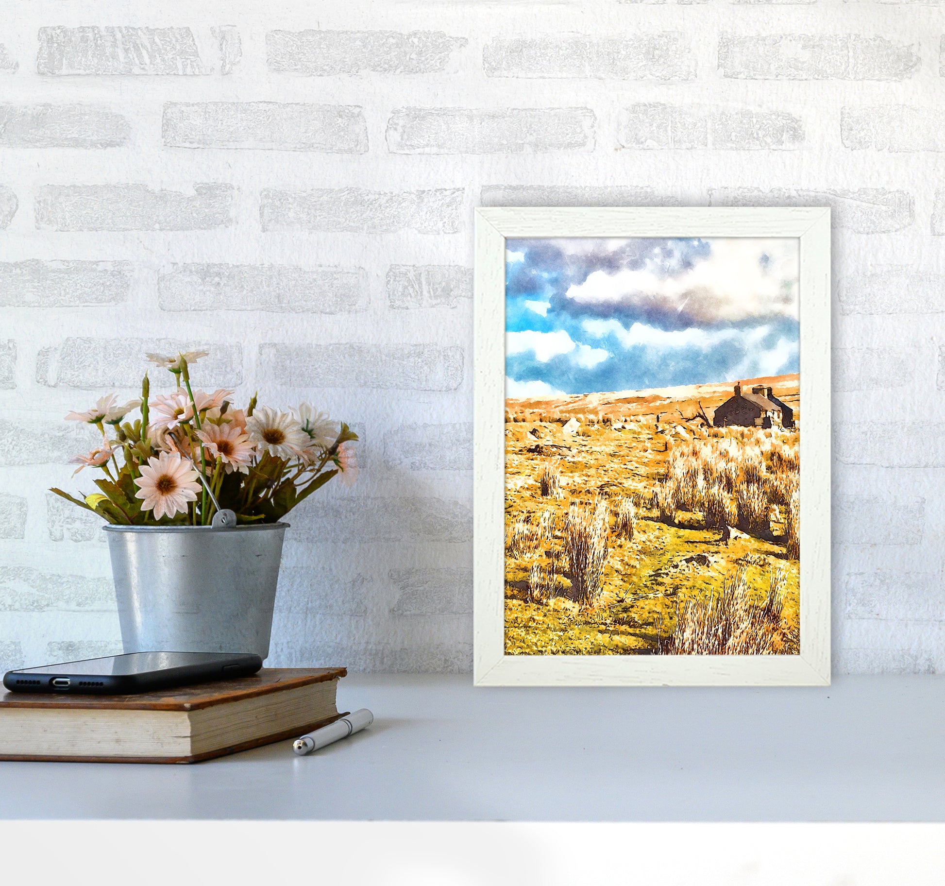 House on Dartmoor 2 Art Print by Proper Job Studio A4 Oak Frame