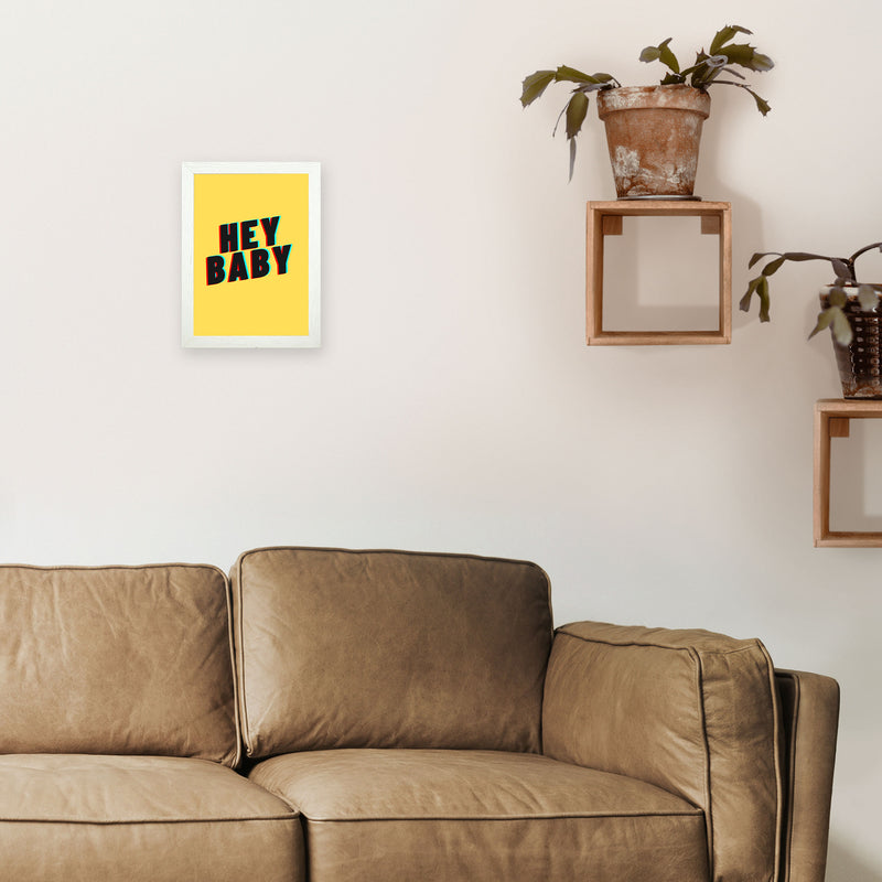 Hey Baby Art Print by Proper Job Studio A4 Oak Frame