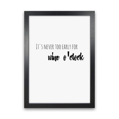 Wine o'clock Quote Art Print by Proper Job Studio Black Grain