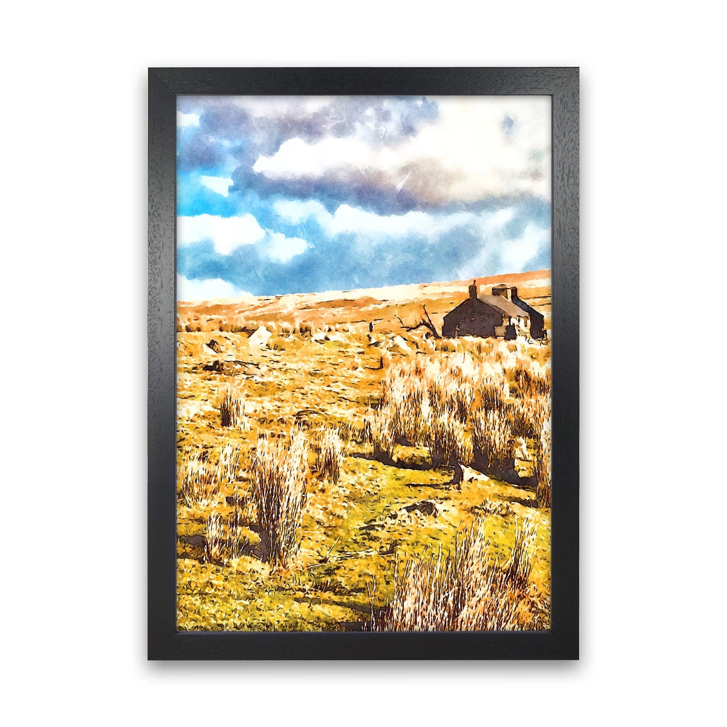 House on Dartmoor 2 Art Print by Proper Job Studio Black Grain