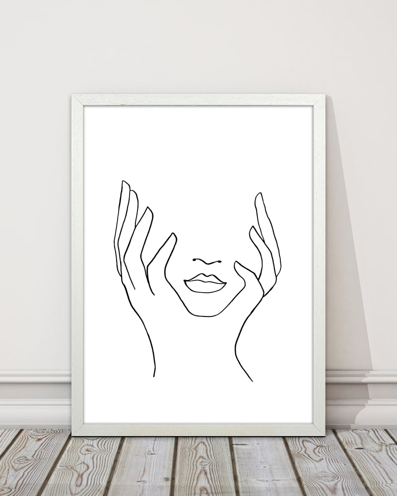 line art holding face 07