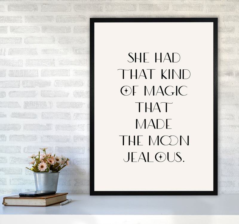 She Had That Kind Of Magic Black On Beige By Planeta444 A1 White Frame