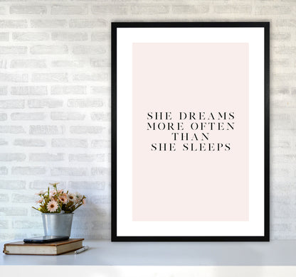 She Dreams More Often Than She Sleeps Blush Type By Planeta444 A1 White Frame