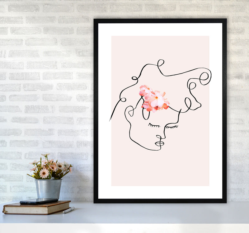 Semiprofile Messy Hair Blush Flower By Planeta444 A1 White Frame