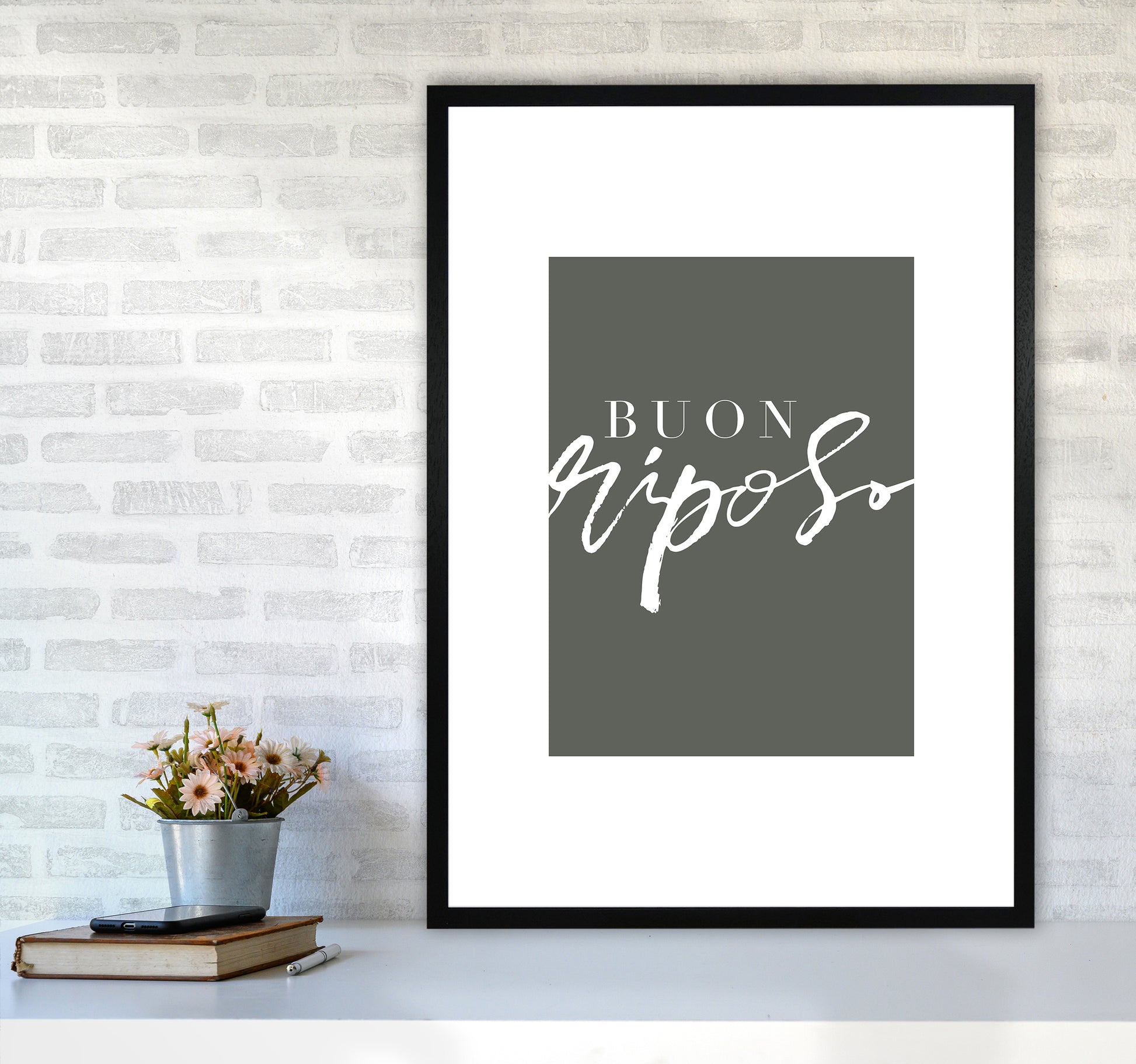 Buon Riposo Pewtergreen Color By Planeta444 A1 White Frame