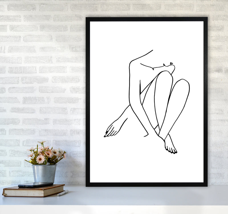 Legs Crossed Looking Down By Planeta444 A1 White Frame