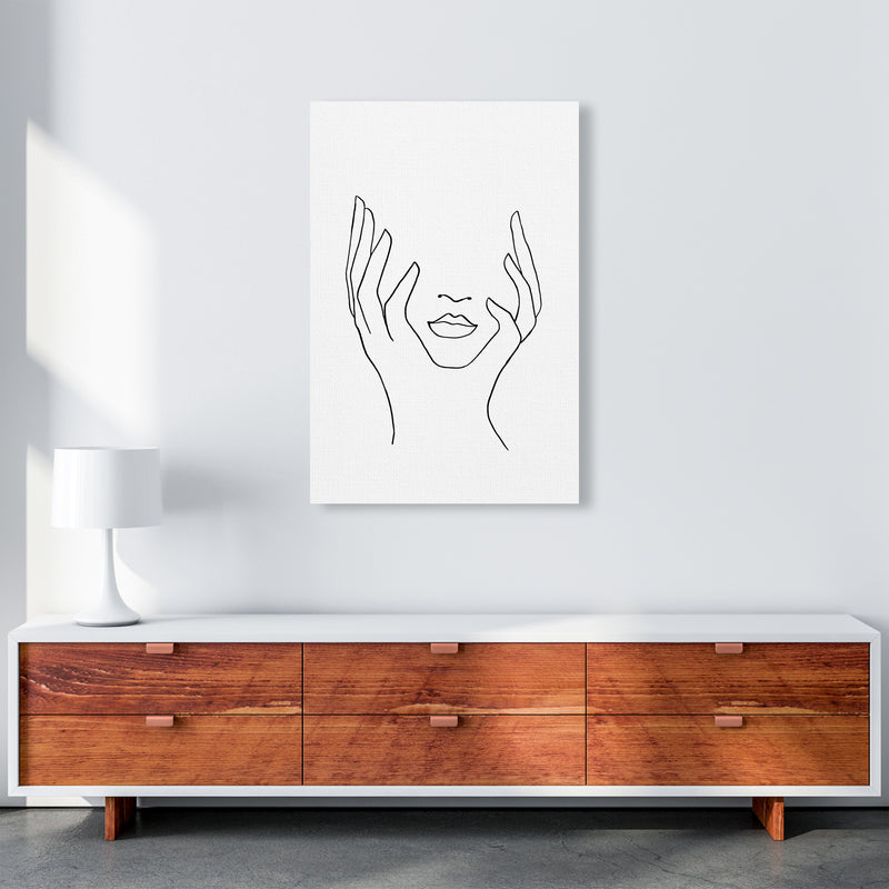 Line Art Holding Face By Planeta444 A1 Canvas