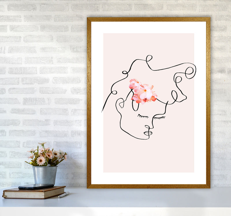 Semiprofile Messy Hair Blush Flower By Planeta444 A1 Print Only