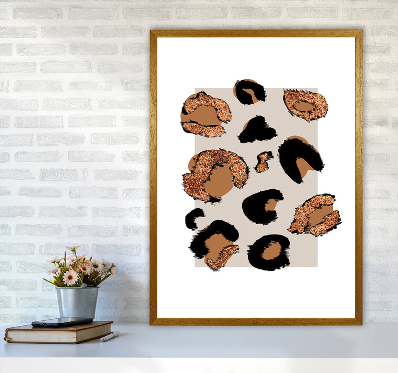 Big Leopard Neutral Rectangle Bronze Glitter By Planeta444 A1 Print Only