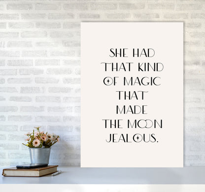 She Had That Kind Of Magic Black On Beige By Planeta444 A1 Black Frame