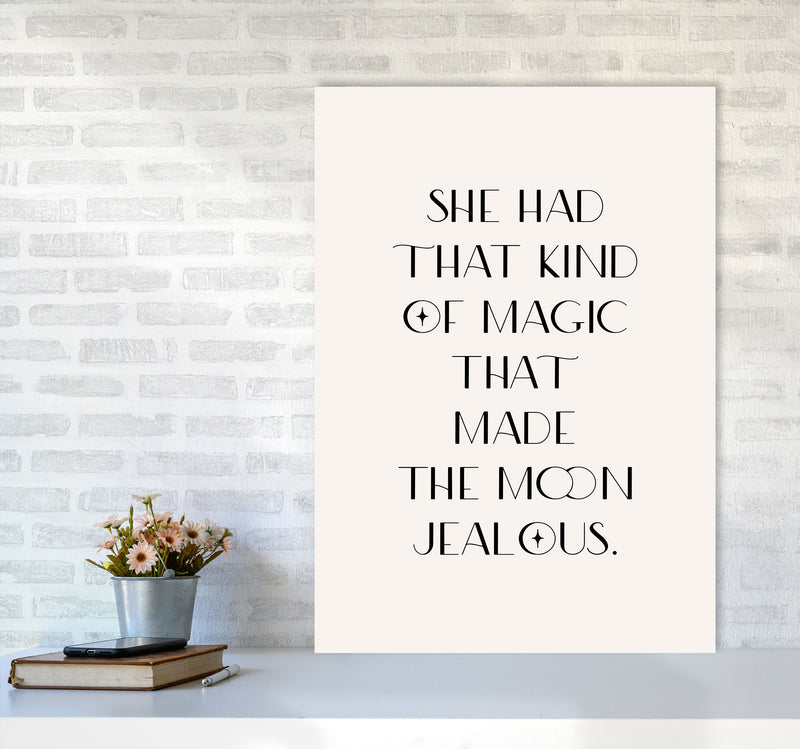 She Had That Kind Of Magic Black On Beige By Planeta444 A1 Black Frame