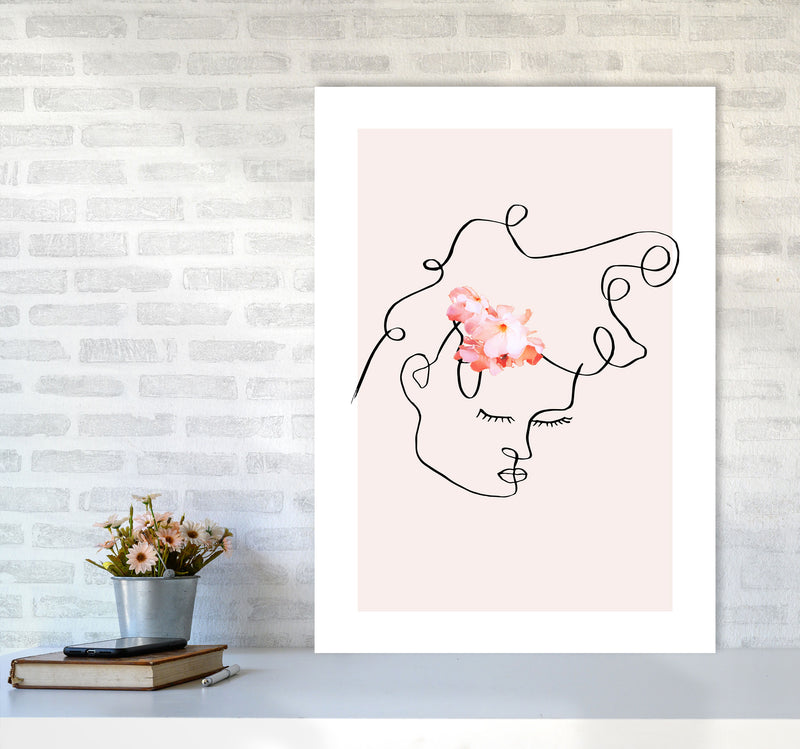 Semiprofile Messy Hair Blush Flower By Planeta444 A1 Black Frame
