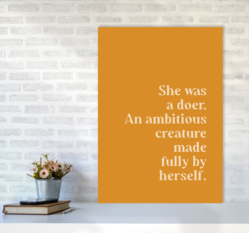 She Was A Doer Type Beige On Mustard By Planeta444 A1 Black Frame