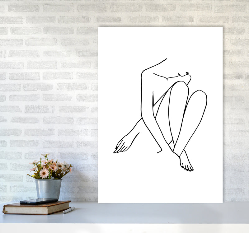 Legs Crossed Looking Down By Planeta444 A1 Black Frame