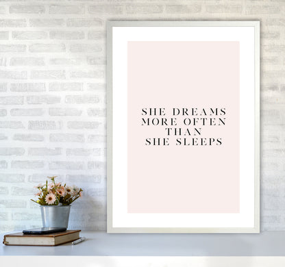 She Dreams More Often Than She Sleeps Blush Type By Planeta444 A1 Oak Frame