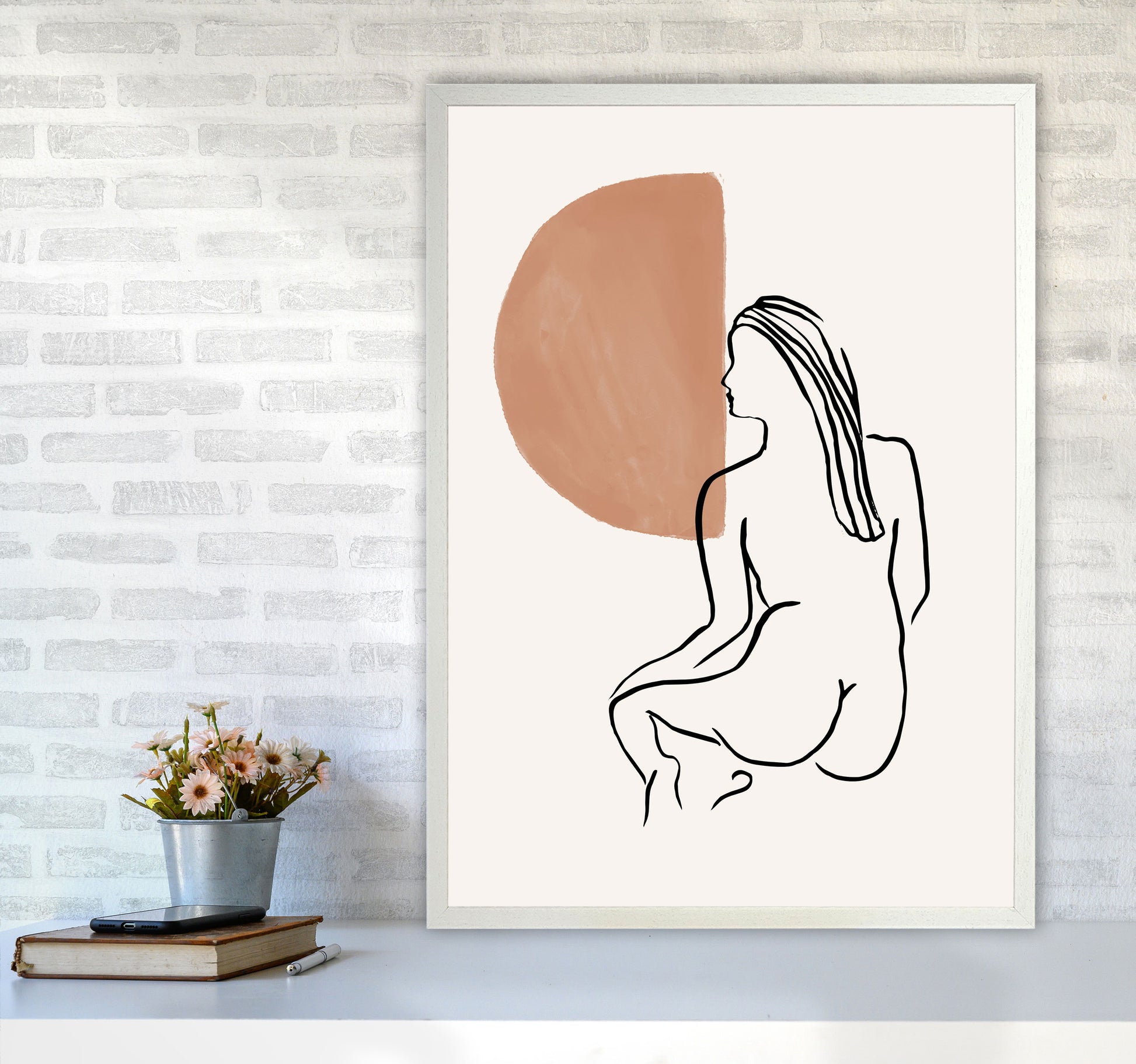 Line Nudes Back2 By Planeta444 A1 Oak Frame