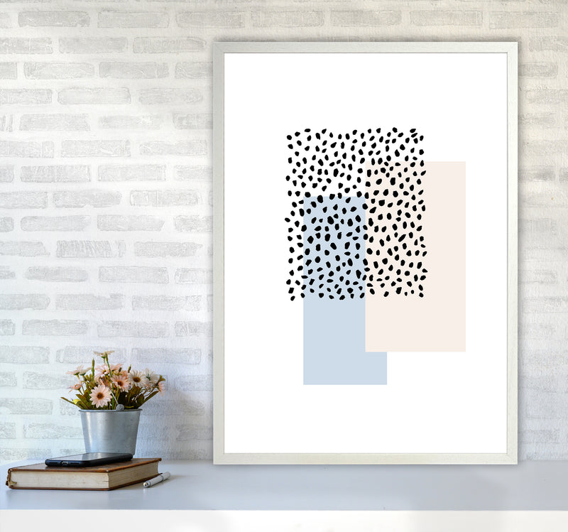 Dots Rectangles Light Blue Nude By Planeta444 A1 Oak Frame