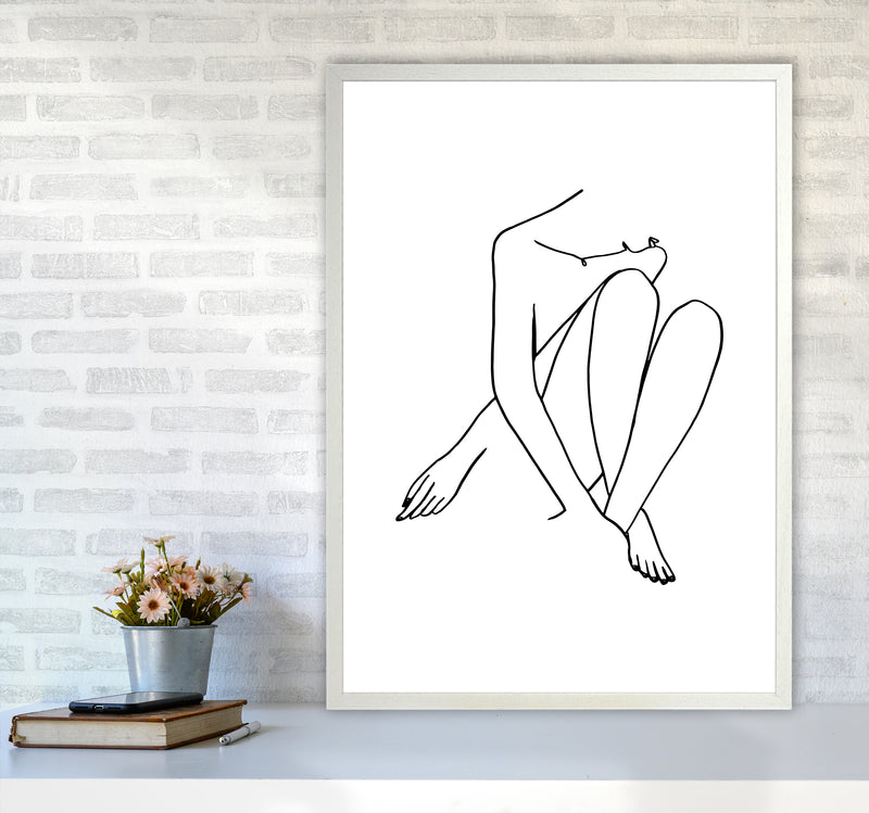 Legs Crossed Looking Down By Planeta444 A1 Oak Frame
