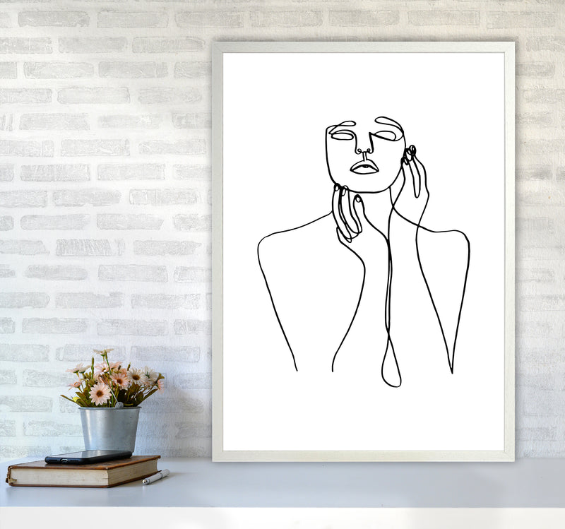 Touching Face With Hands By Planeta444 A1 Oak Frame