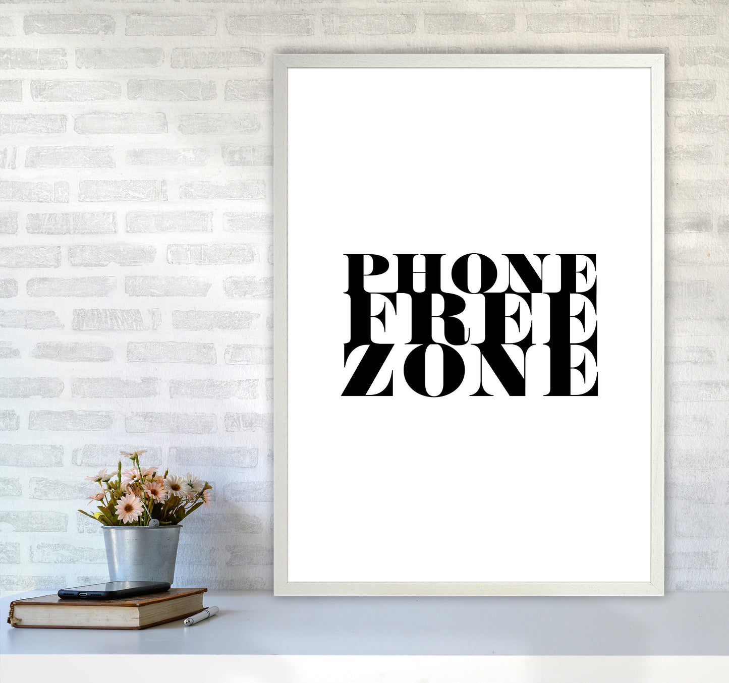 Phone Free Zone By Planeta444 A1 Oak Frame