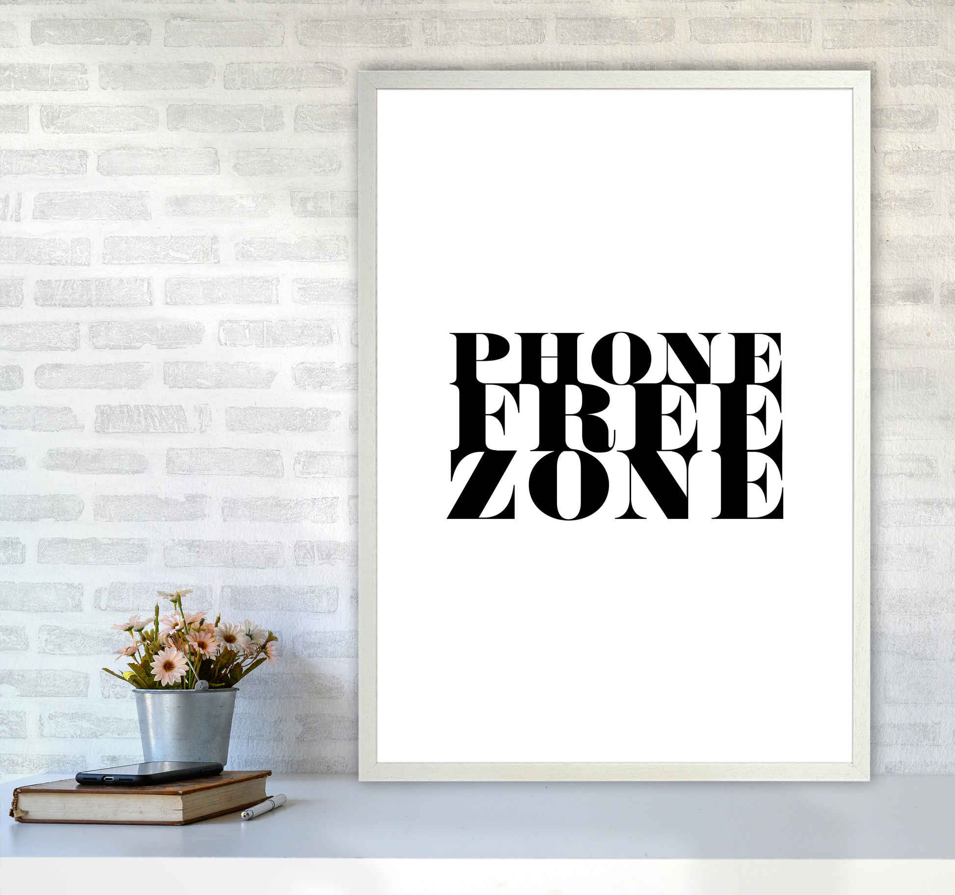 Phone Free Zone By Planeta444 A1 Oak Frame
