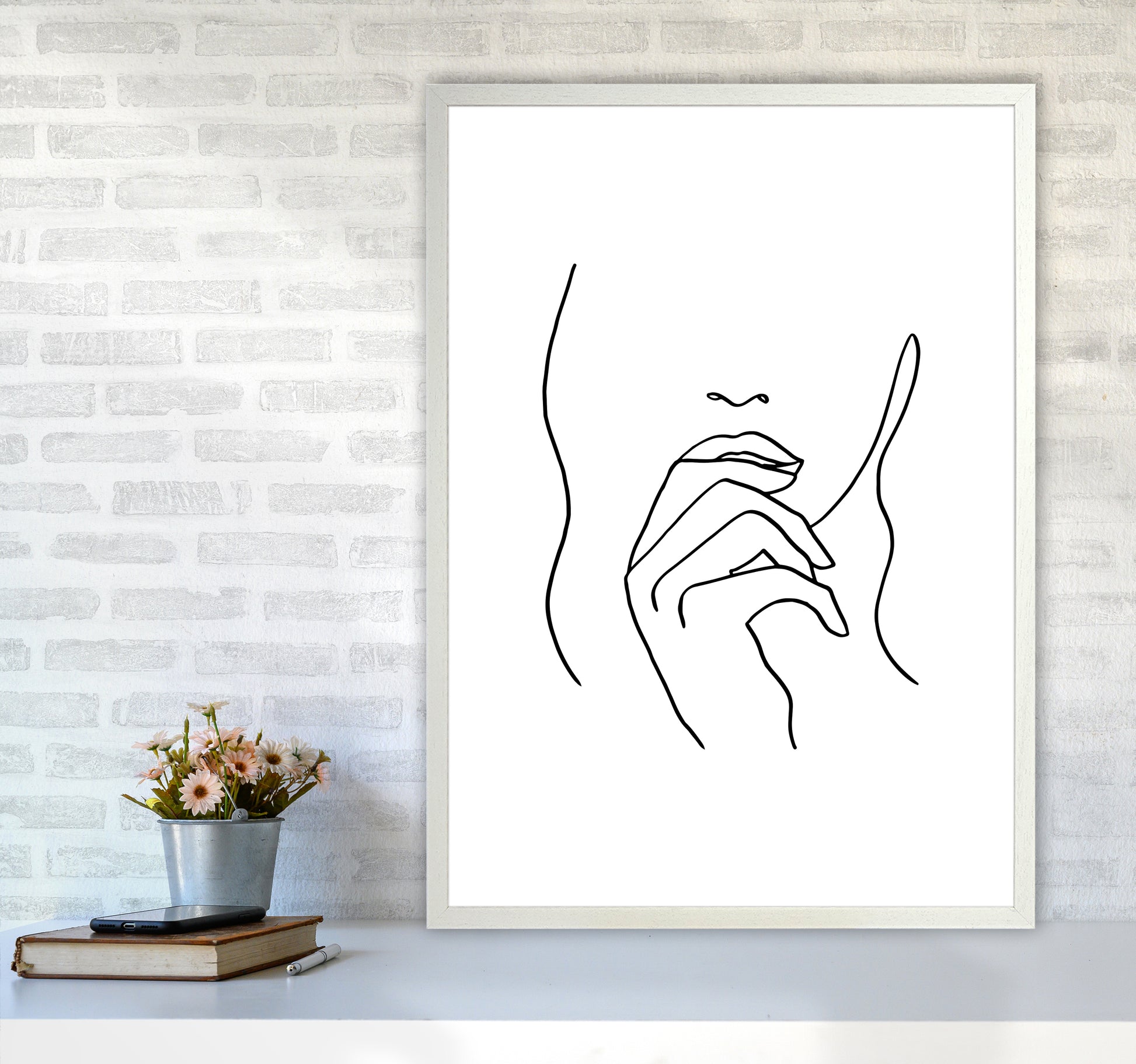 Lips Hand Hair By Planeta444 A1 Oak Frame