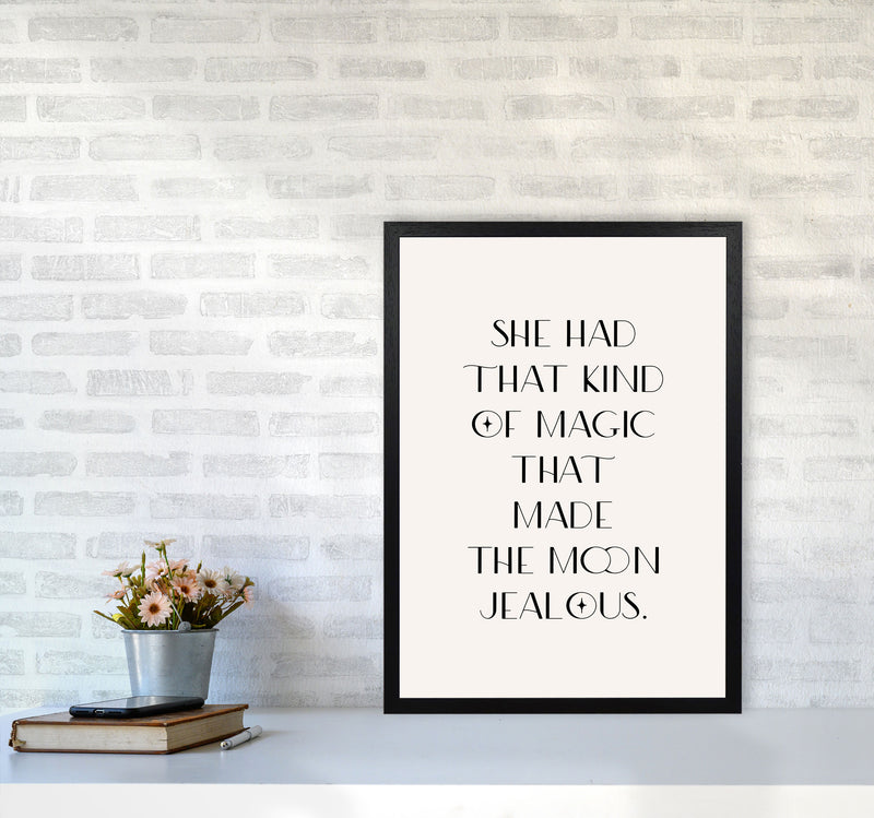 She Had That Kind Of Magic Black On Beige By Planeta444 A2 White Frame
