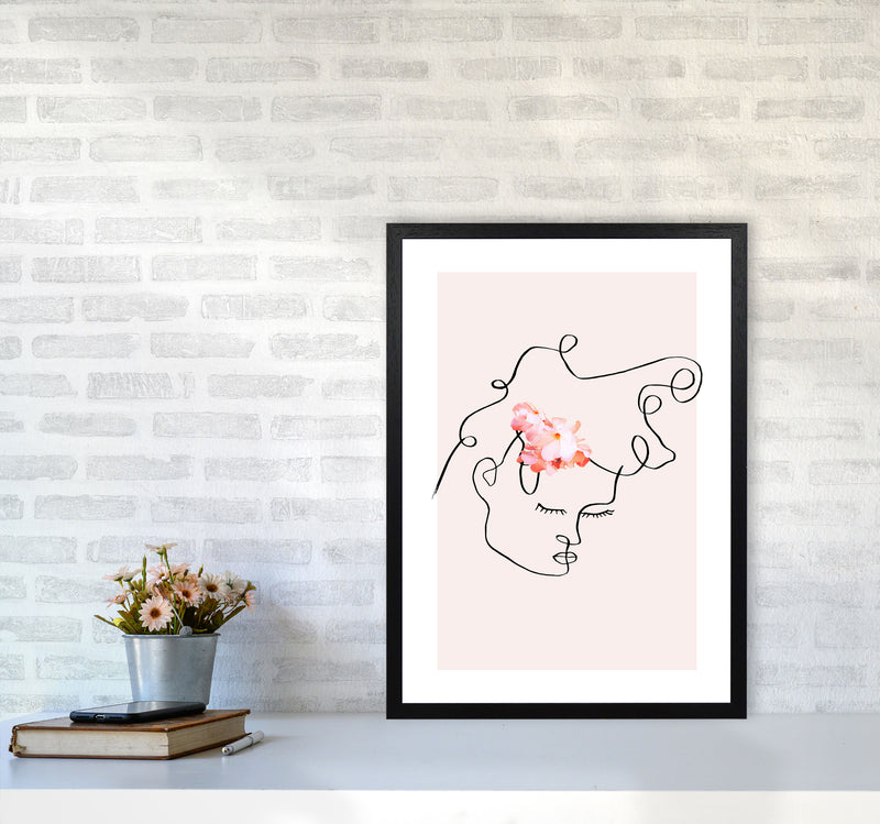 Semiprofile Messy Hair Blush Flower By Planeta444 A2 White Frame