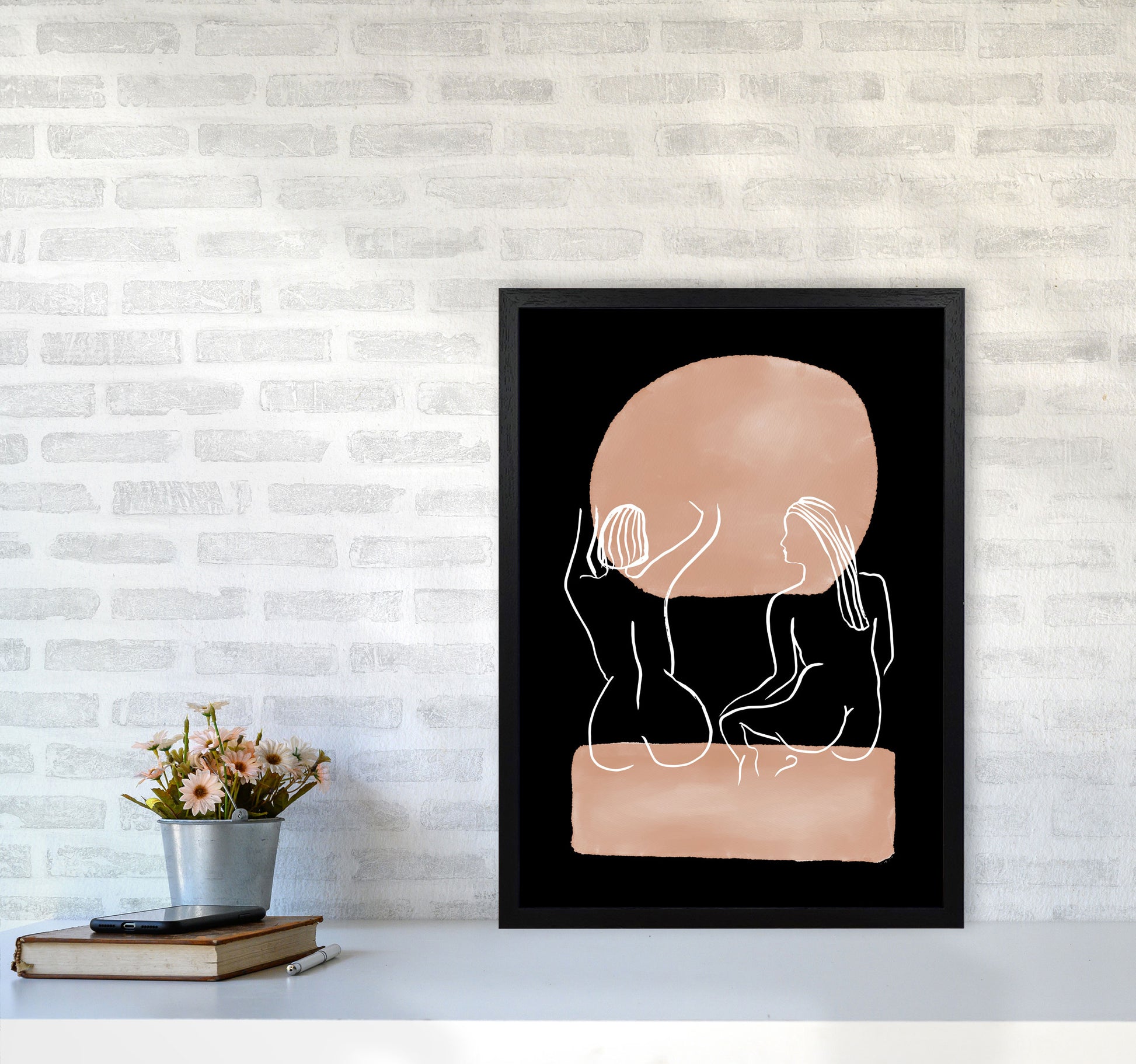 Line Nudes Back3 By Planeta444 A2 White Frame
