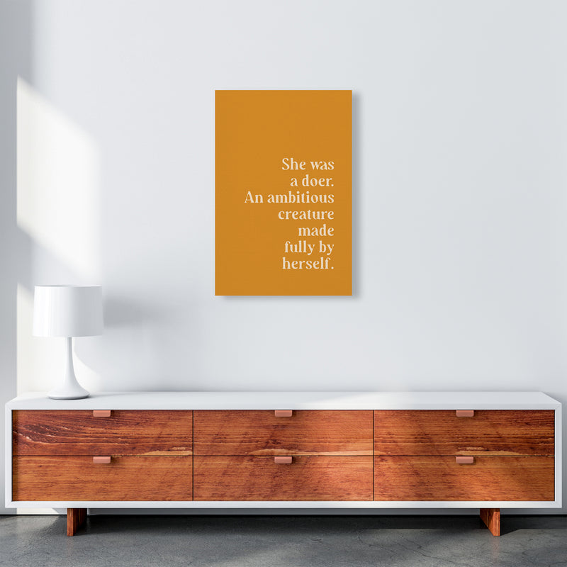 She Was A Doer Type Beige On Mustard By Planeta444 A2 Canvas