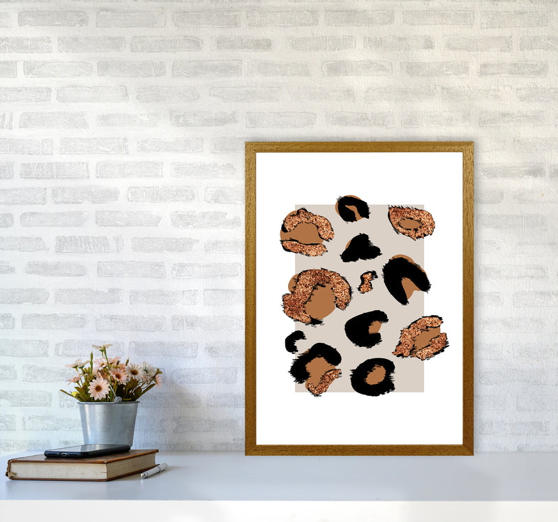 Big Leopard Neutral Rectangle Bronze Glitter By Planeta444 A2 Print Only