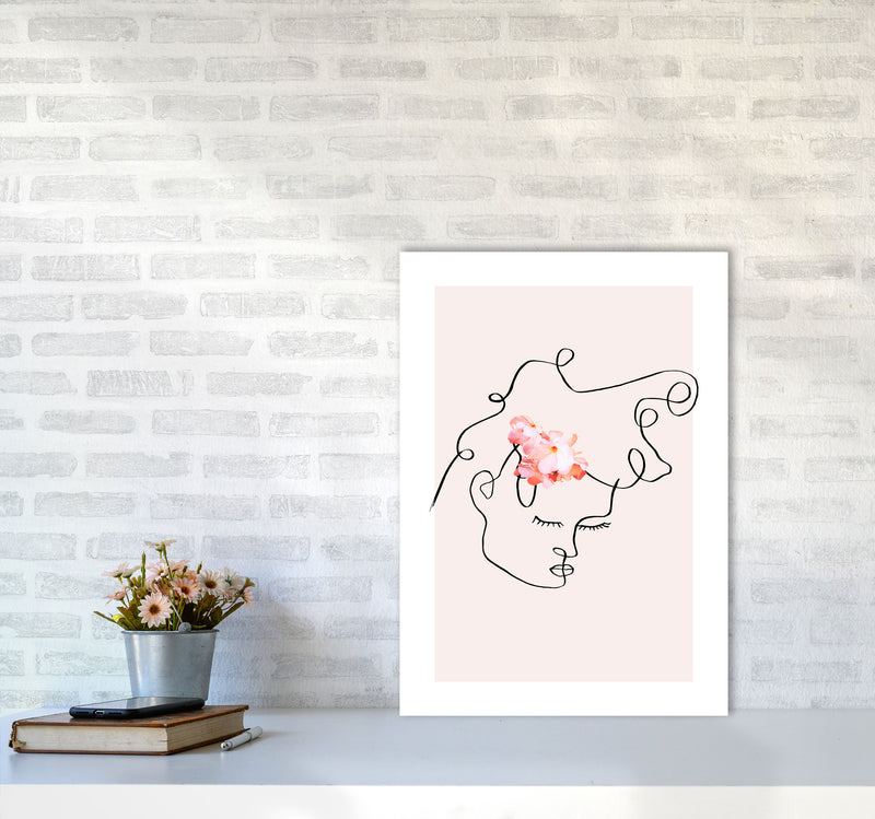 Semiprofile Messy Hair Blush Flower By Planeta444 A2 Black Frame