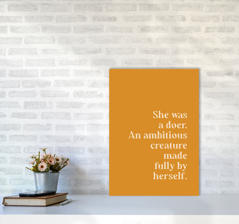 She Was A Doer Type Beige On Mustard By Planeta444 A2 Black Frame