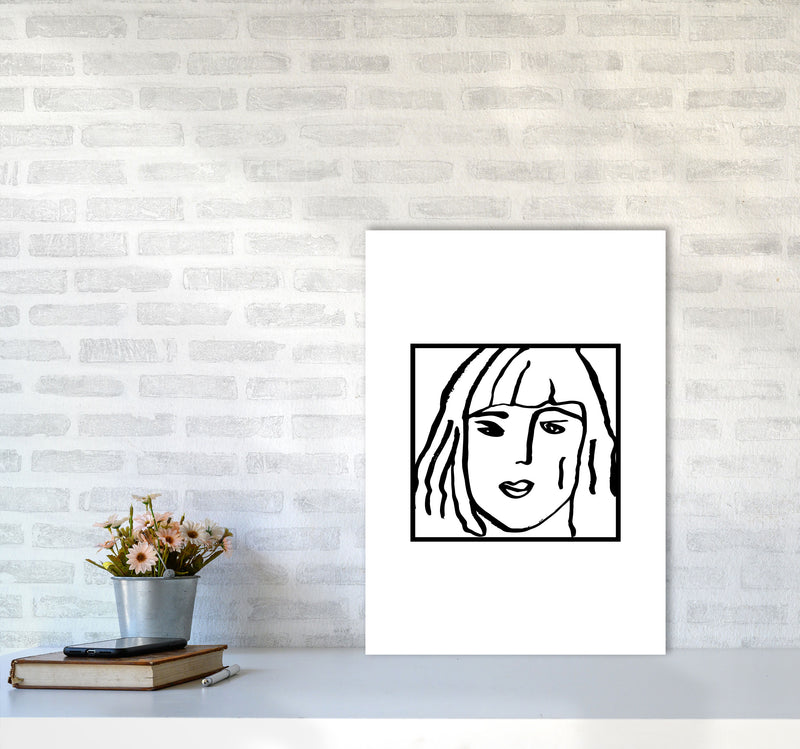 Female Face Square By Planeta444 A2 Black Frame