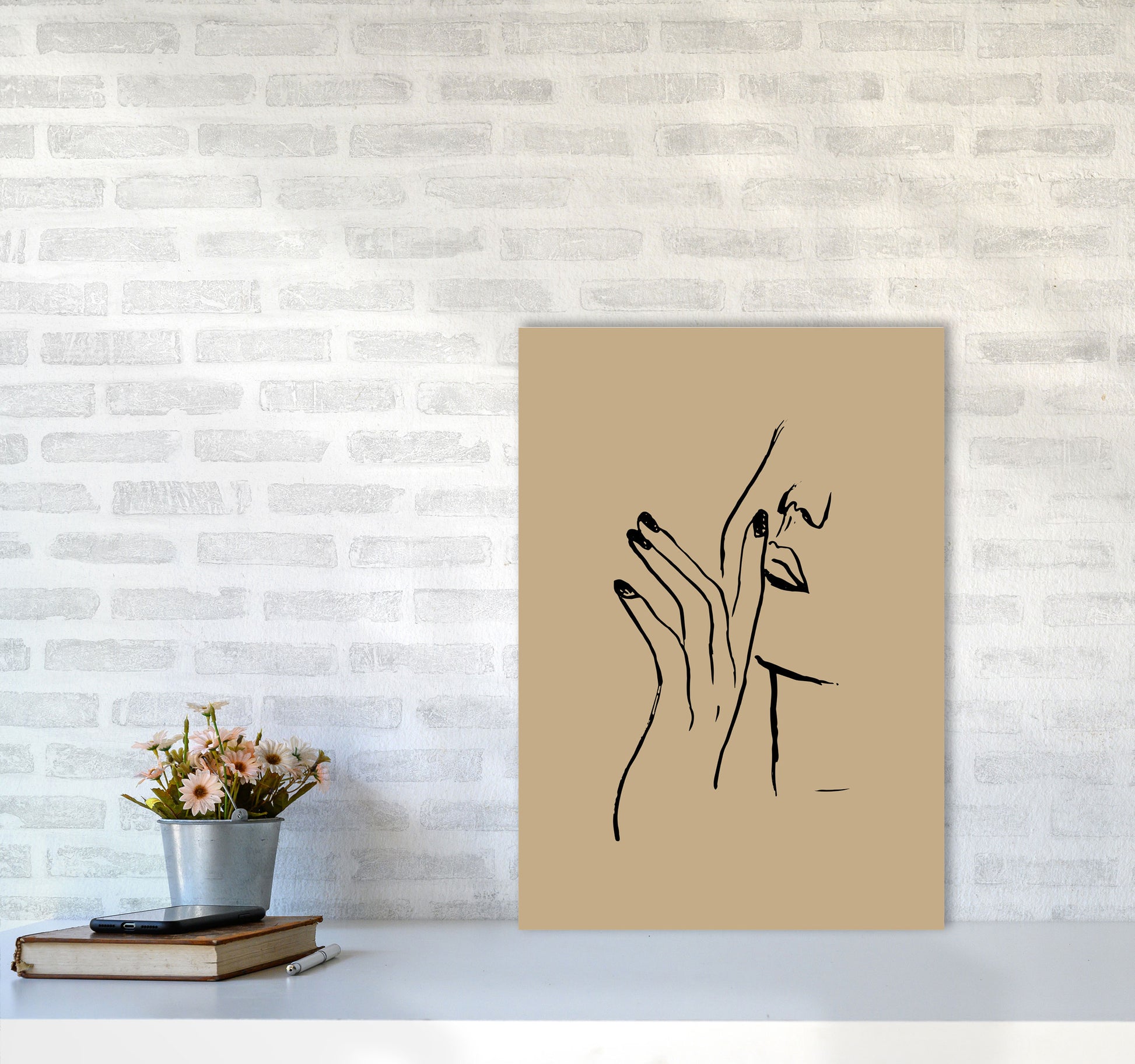 Face Hands Sketch2 By Planeta444 A2 Black Frame