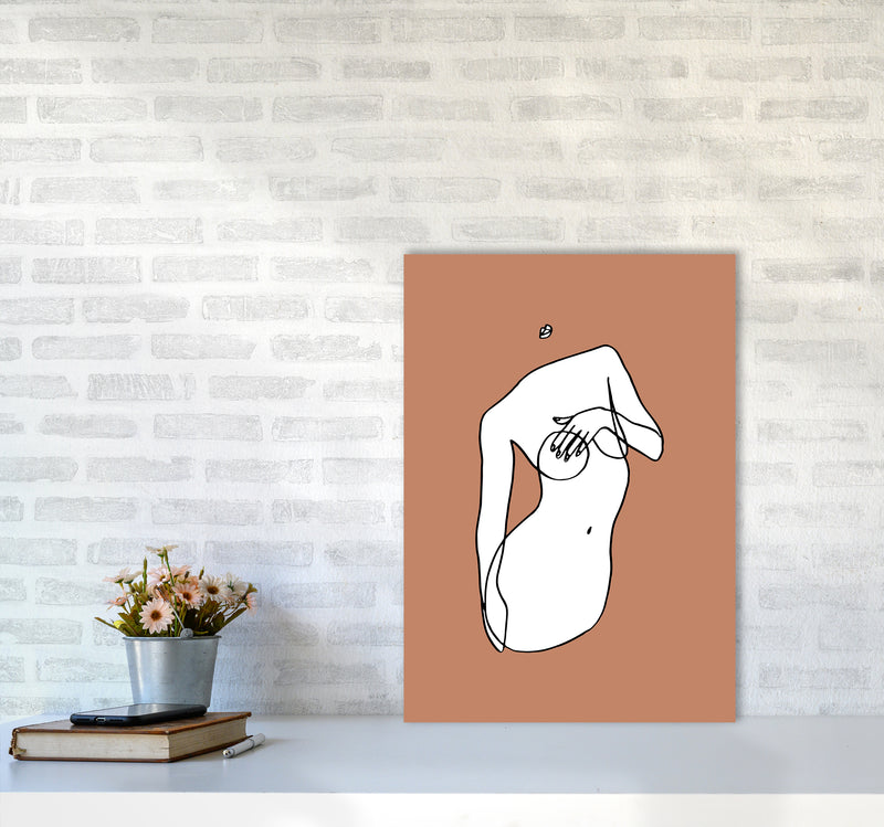Covering Breasts With One Hand Terracotta By Planeta444 A2 Black Frame