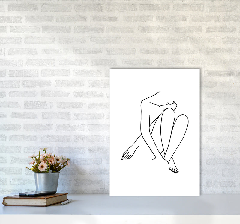 Legs Crossed Looking Down By Planeta444 A2 Black Frame