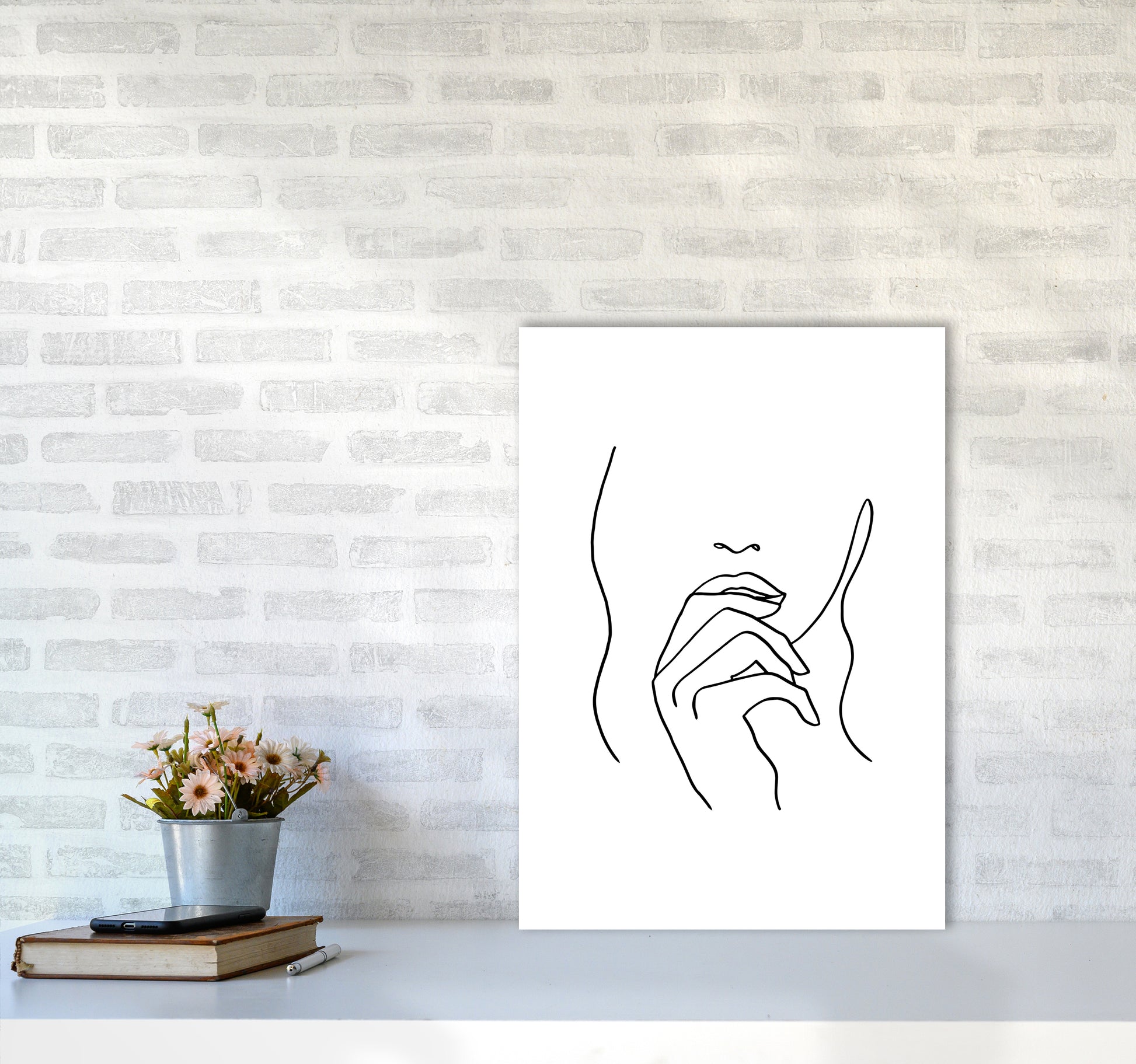 Lips Hand Hair By Planeta444 A2 Black Frame