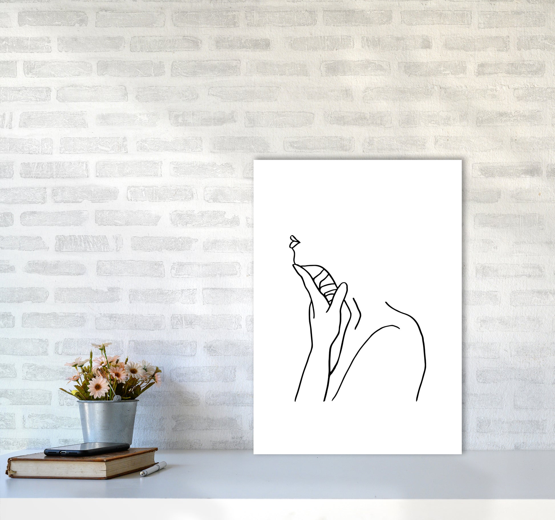 Finger On Chin By Planeta444 A2 Black Frame