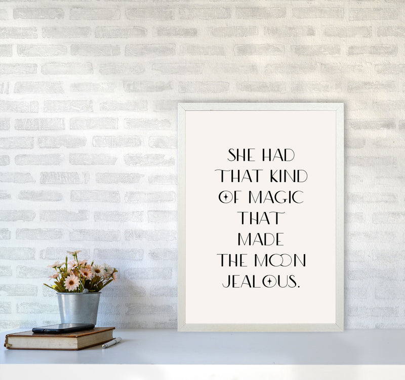 She Had That Kind Of Magic Black On Beige By Planeta444 A2 Oak Frame