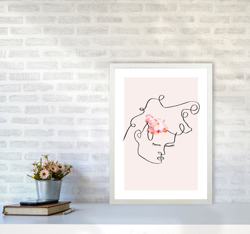 Semiprofile Messy Hair Blush Flower By Planeta444 A2 Oak Frame