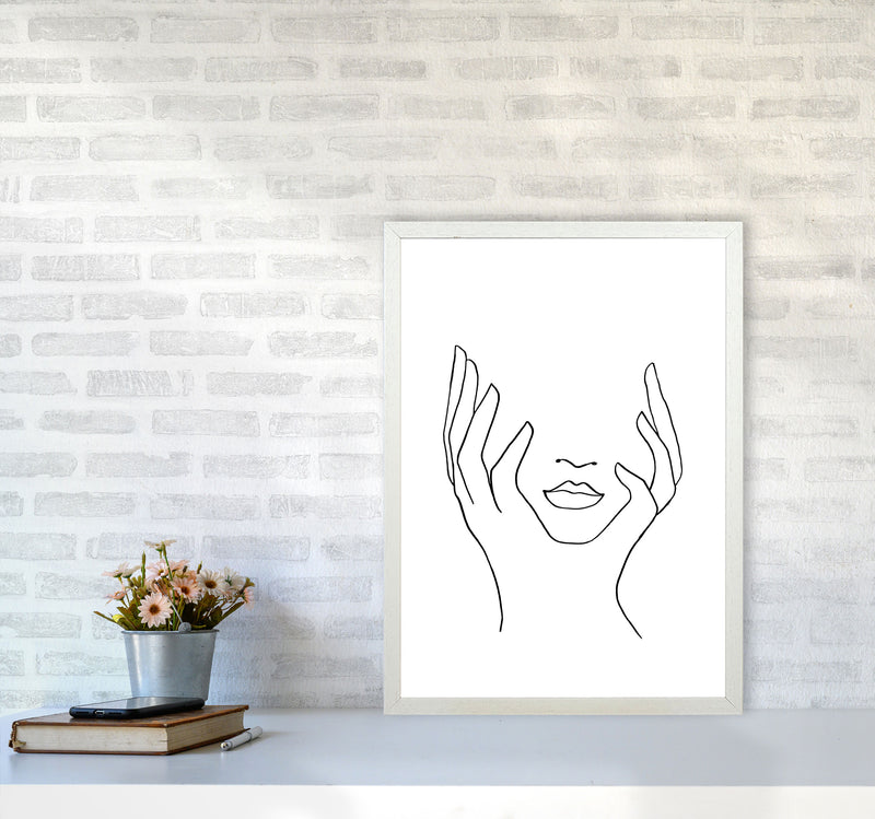 Line Art Holding Face By Planeta444 A2 Oak Frame