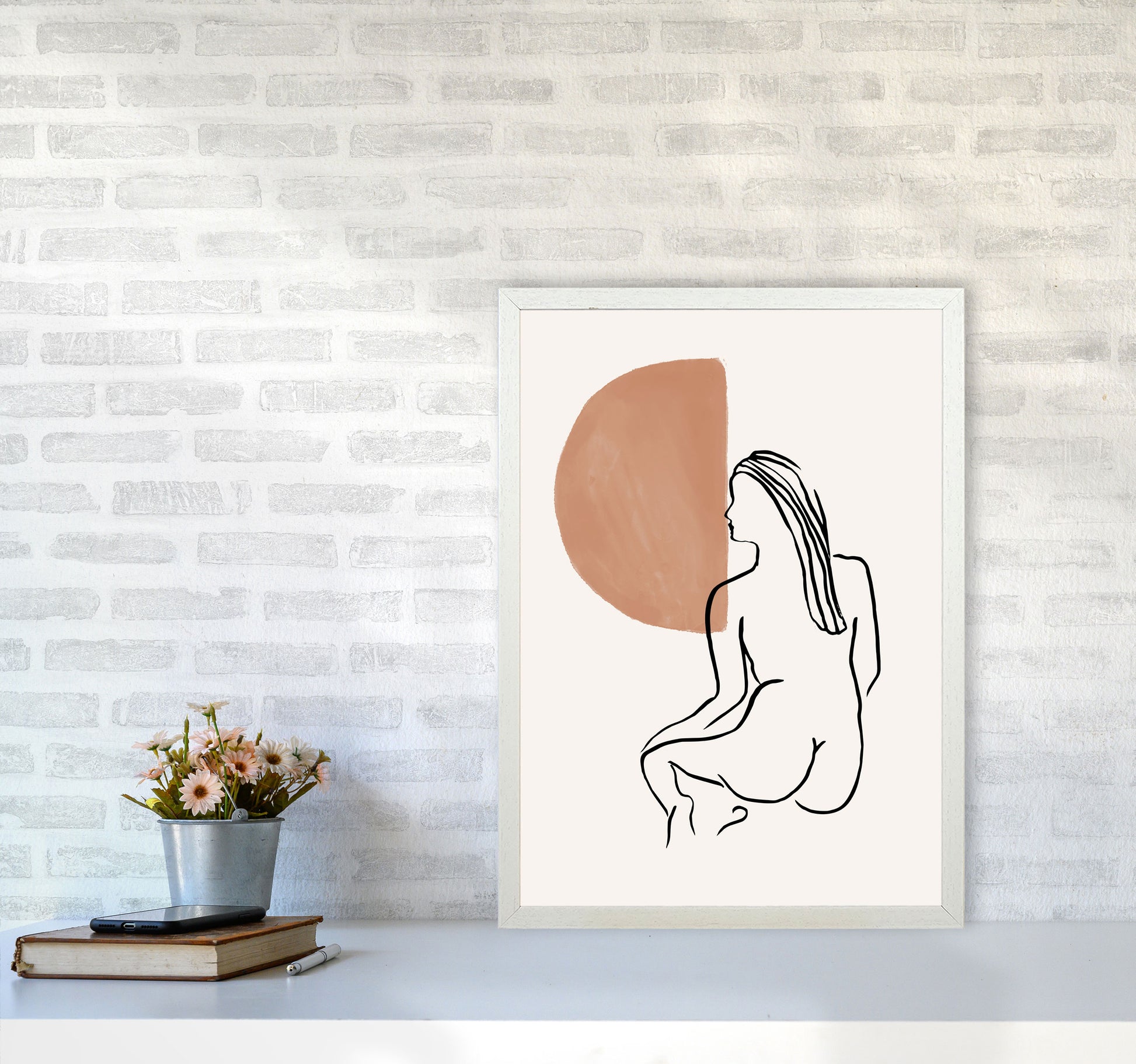 Line Nudes Back2 By Planeta444 A2 Oak Frame