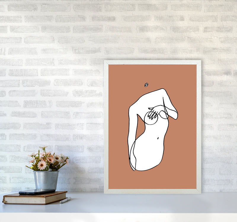 Covering Breasts With One Hand Terracotta By Planeta444 A2 Oak Frame