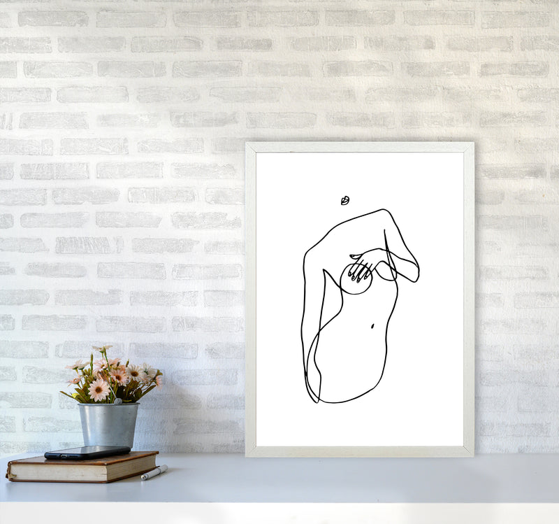 Covering Breasts With One Hand By Planeta444 A2 Oak Frame