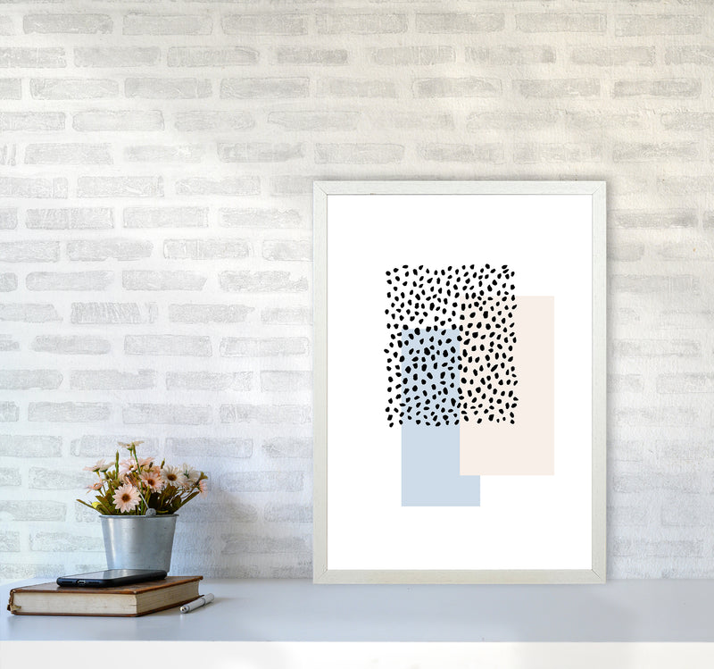 Dots Rectangles Light Blue Nude By Planeta444 A2 Oak Frame