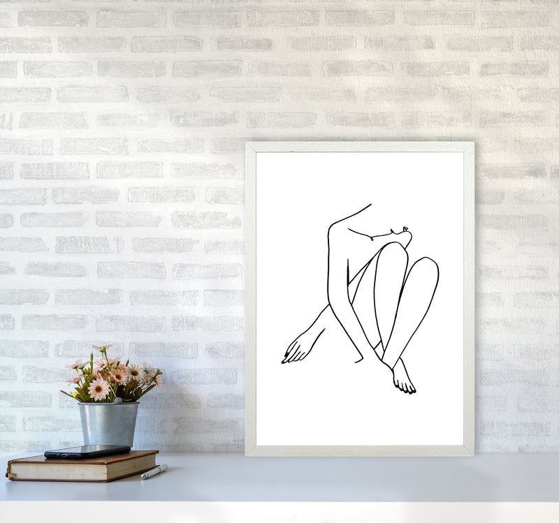 Legs Crossed Looking Down By Planeta444 A2 Oak Frame