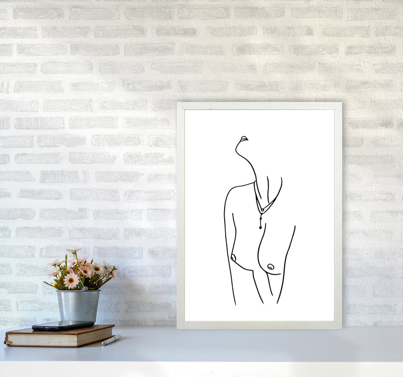 Female Necklace Lineart By Planeta444 A2 Oak Frame