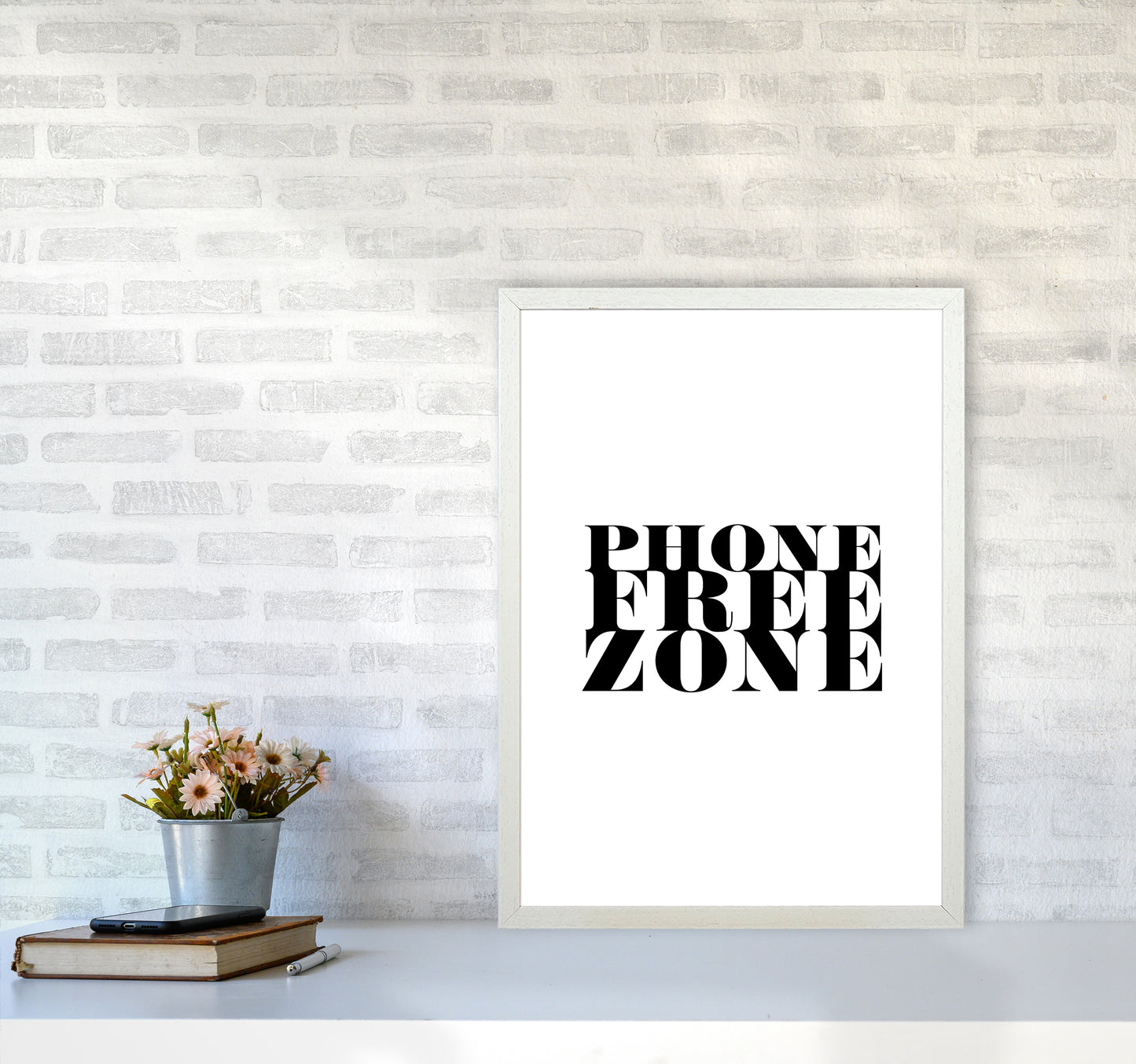 Phone Free Zone By Planeta444 A2 Oak Frame